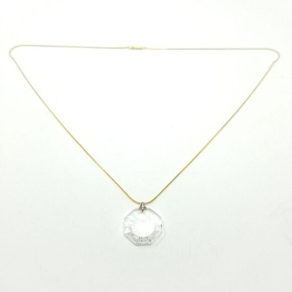 Vintage Faceted Clear Glass Pendant and Gold Tone Chain, Minimal, Dainty, Elegan - Picture 1 of 4